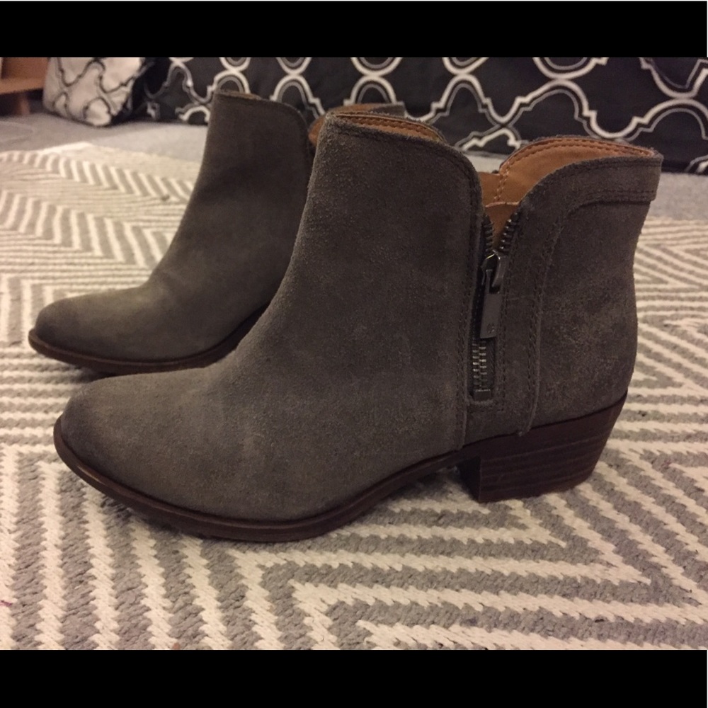 Lucky Brand Breah Gray Suede Booties